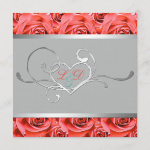 Cinzas com convite Monogrammed dos rosas
