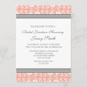 Cinzas Corais Cartões de Convite para Almoço