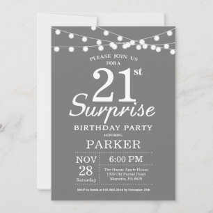 Cinzas de Convite para aniversário de 21 anos Sur