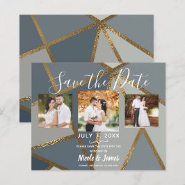 Cinzas e Bronze Moderno Casamento Save the Date