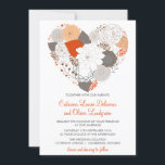 Cinzas e Flores de Coração Laranja Convite para Ca<br><div class="desc">Cinzas e Flores de Coração Laranja Convite de Casamento Este convite de casamento floral e caprichoso contém laranja, cinza e rosas marrons, folhas e outras variedades de flores. Este convite faz parte de um convite de casamento. Itens correspondentes estão disponíveis abaixo. Outras cores estão disponíveis na minha loja. Para consultas,...</div>