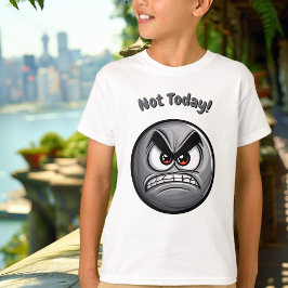 Cinzas Engraçadas E Irritadas Emoji Kids T-Shirt