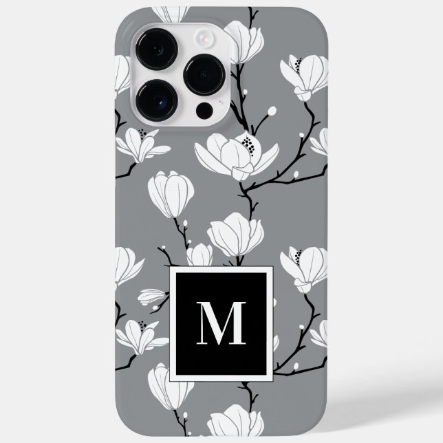 Cinzas Mínimas Monogramas Magnolia Flower Case-Mat (Verso)