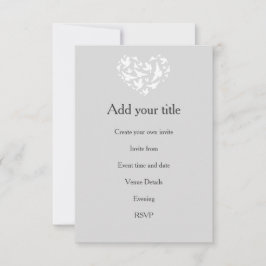 Cinzas românticas com Convite a Corações e Aves