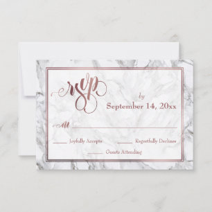 Cinzas RSVP de Caligrafia Dourada e mármore Branco