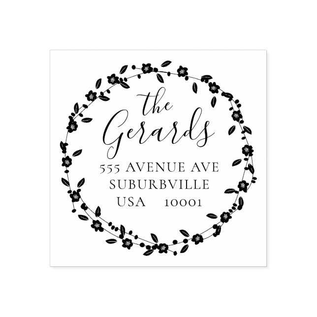 Circular Endereço da família Wreath Carimbo de Bor (Impressão)