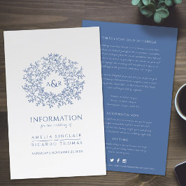 Círculo azul de folhas informações sobre convidado