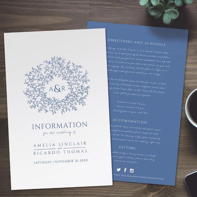 Círculo azul de folhas informações sobre convidado (Criador carregado)