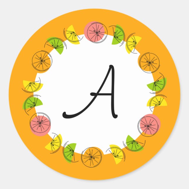 Círculo Citrus Laranja Monograma com etiqueta redo (Frente)