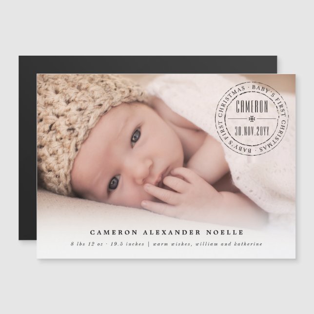 Círculo Clássico de Selo Espetado Primeiro Natal d (Frente/Verso)