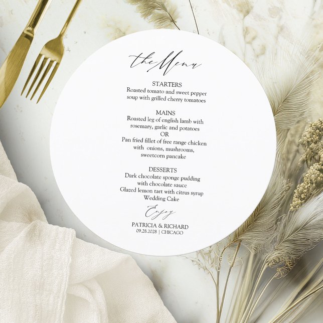 Círculo de Caligrafia Elegante Cartão de Menu de C (Criador carregado)