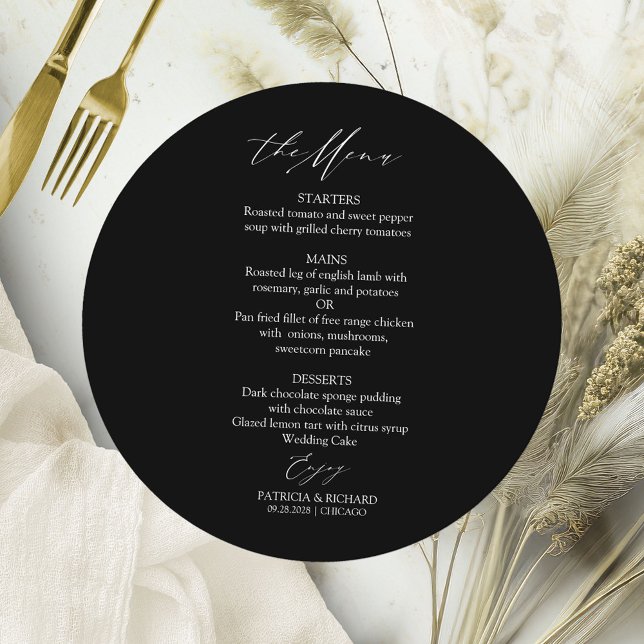 Círculo de Caligrafia Elegante Cartão de Menu de C (Criador carregado)