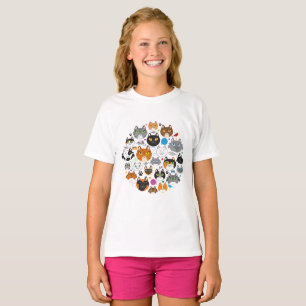 Círculo do t-shirt da menina dos gatos