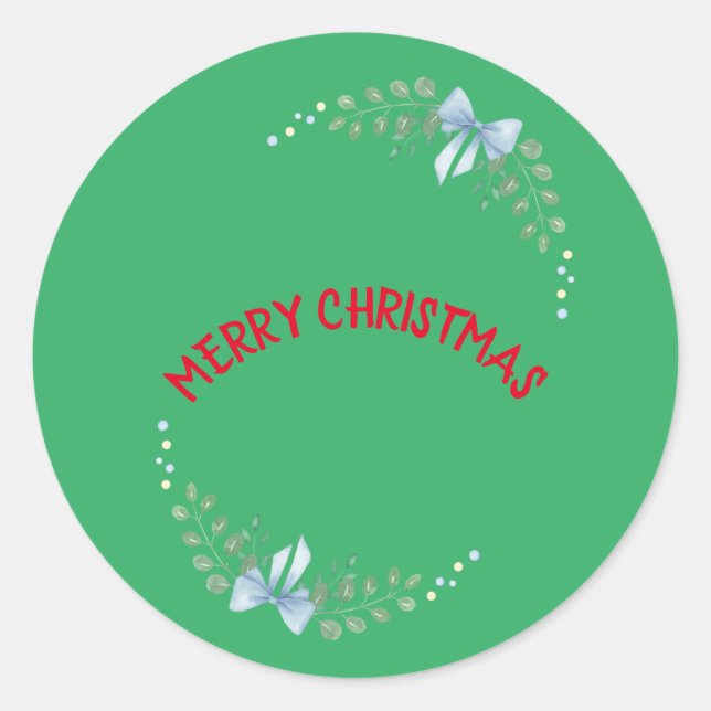 Círculo Feliz Natal Verde Adesivo Divertido (Frente)
