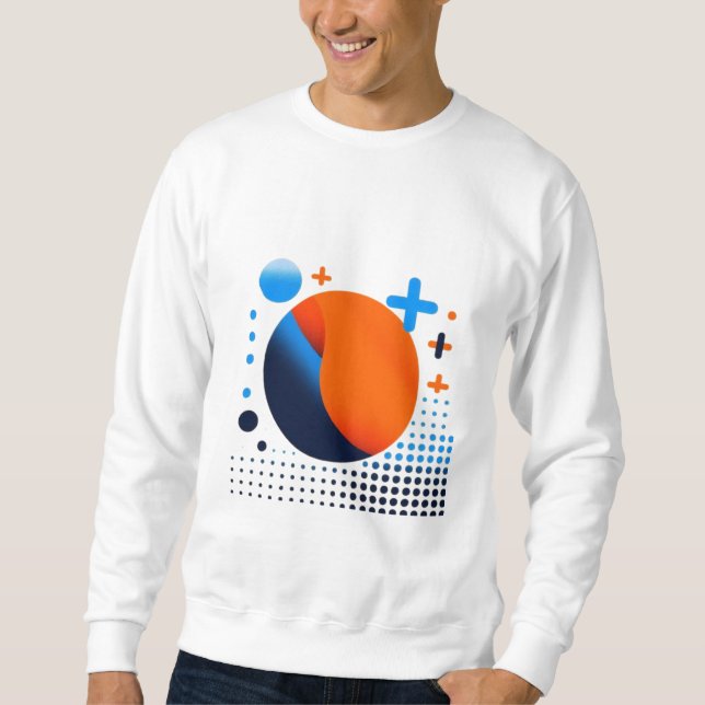 Círculo Laranja Negrito e Pontos Azuis Camisa Geom (Frente)