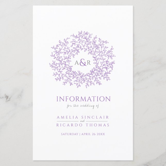 Círculo púrpura das folhas informações do convidad (Frente)