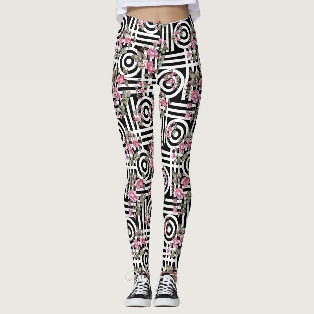 Círculo Rosa Watercolor Leggings (Leggings) (Frente)