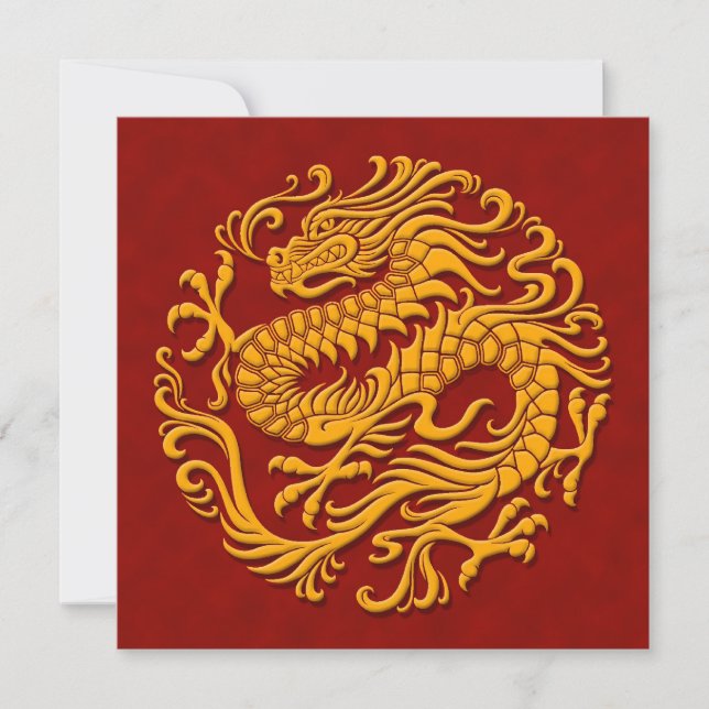Círculo Tradicional do Dragão Chinês Amarelo e Ver (Frente)