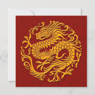 Círculo Tradicional do Dragão Chinês Amarelo e Ver