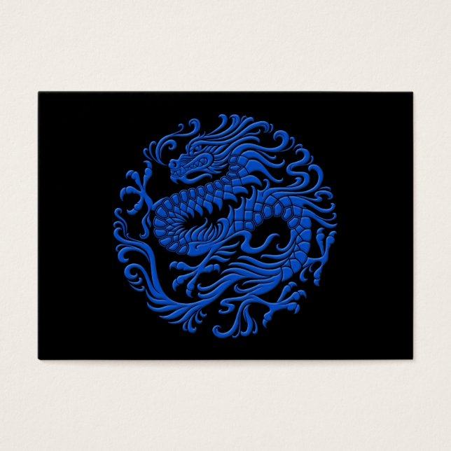 Círculo Tradicional do Dragão Chinês Azul e Negro (Frente)