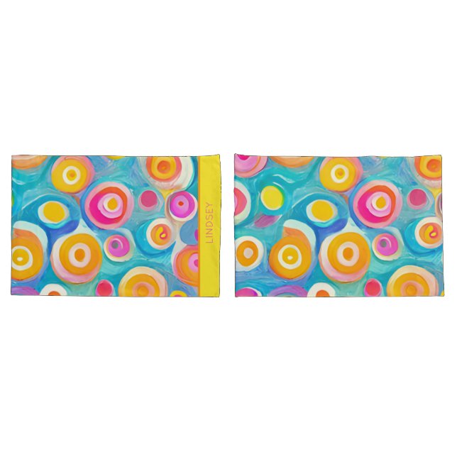 Círculos abstrato de Arte Colores Brilhantes Nome  (Verso - conjunto)