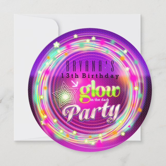 Círculos brilhantes e Convites de festas de aniver (Frente)