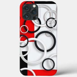 Círculos capas de iphone preto, branco, cor vermel