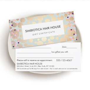 Círculos Dourados Confetti Salon Spa Gift Certific