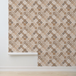 círculos e padrões abstratos em tons de nougat