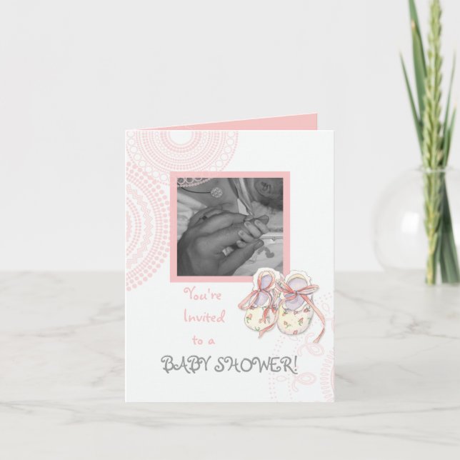 Círculos 'n Booties, Convite para Chá de Menina (Frente)