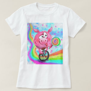 Circus Acrobat Piggy Cyclist com T-Shirt Lollipop
