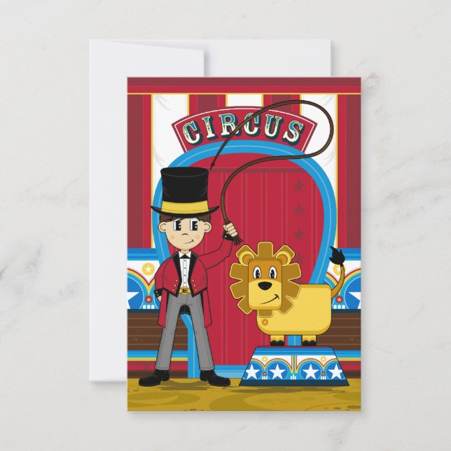Circus Ringmaster e Lion RSVP Card (Frente)