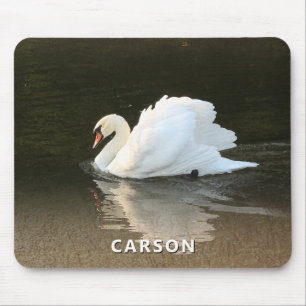 Cisne com Reflexo na Água Mouse Pad