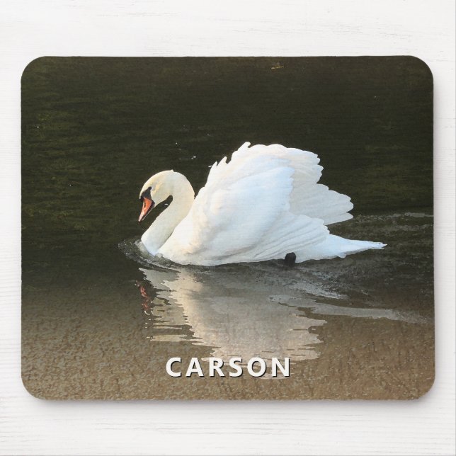 Cisne com Reflexo na Água Mouse Pad (Frente)