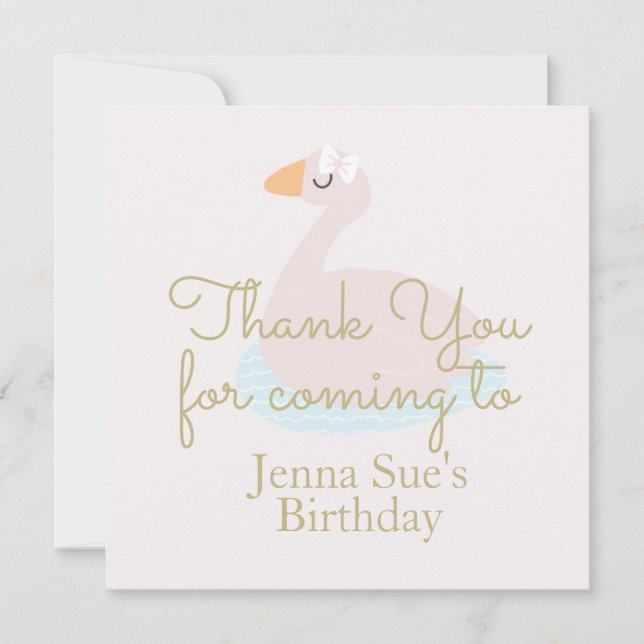 Cisne Fofo Arco Rosa Aniversário Meninas Obrigado (Frente)