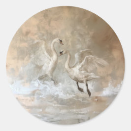 Cisnes - Adesivos Redondos para Material de Escrit