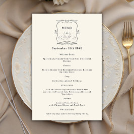 Cisnes Desenhados à Mão Vintage  Cartão de Menu de