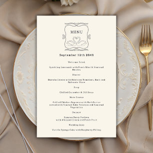 Cisnes Desenhados à Mão Vintage  Cartão de Menu de