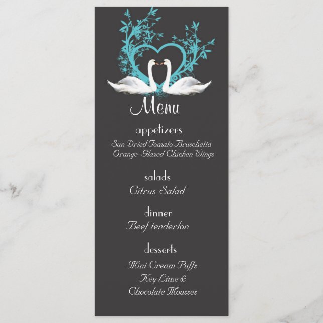 Cisnes românticas que Wedding o menu (Frente)