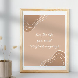 Citação da motivação de vida beige simples poster