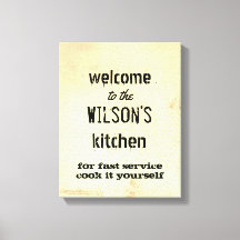 citação de cozinha personalizada arte de canvas