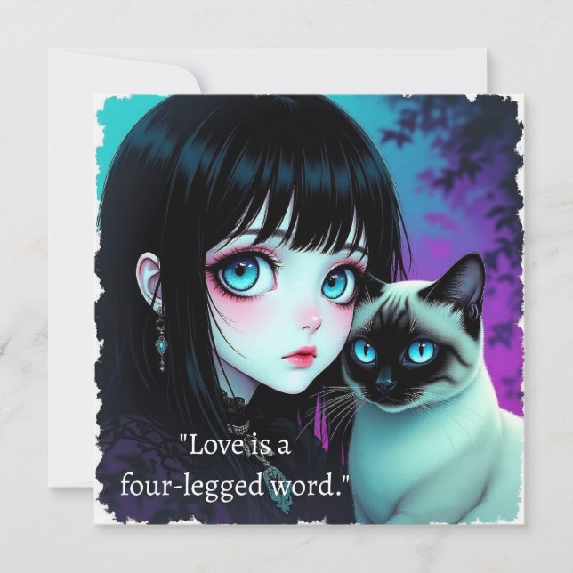 Citação de Garota de Anime e Gato Siames (Frente)