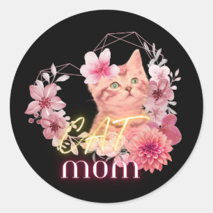 Citação de humor da mãe de gato - adesivos redondo