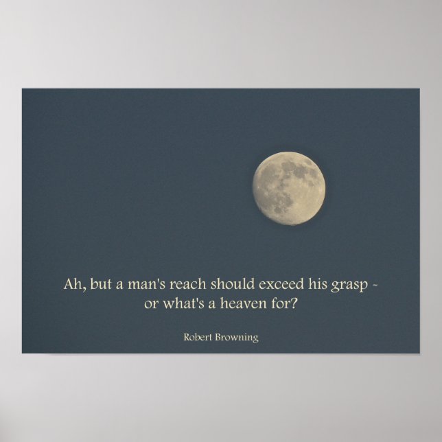 Citação de Robert Browning Poster da Lua completa (Frente)