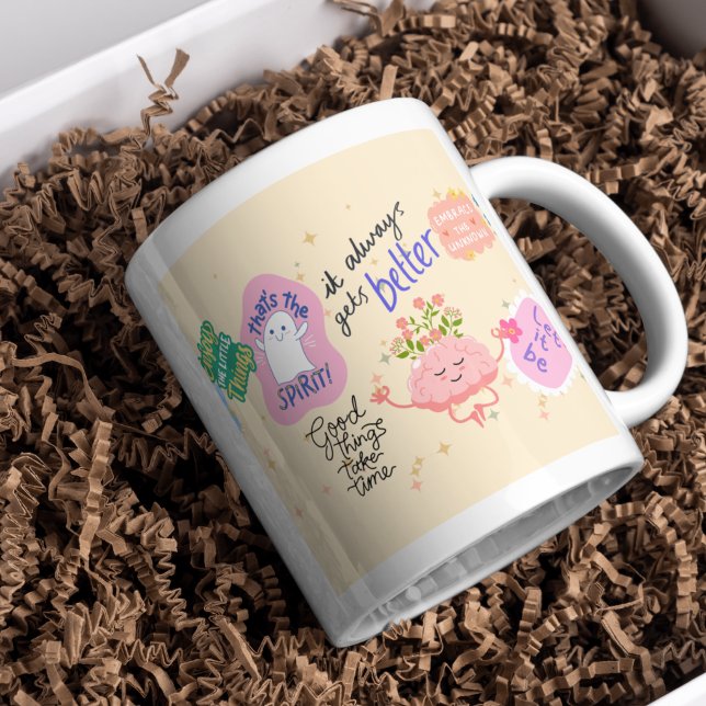 Citação de saúde mental motivacional Caneca (Your mental health friend - a mindfulness mug!)