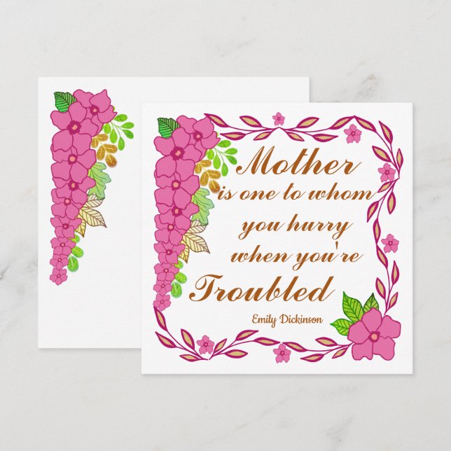 Citação dia de as mães de Emily Dickinson Card (Frente/Verso)