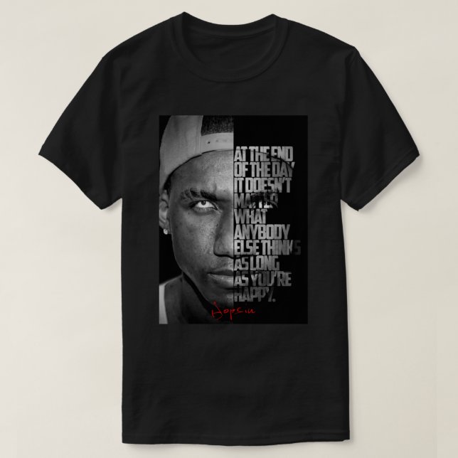 Citação do Hopsin preto e branco. T-Shirt clássico (Frente do Design)