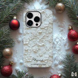 Citação Floral Personalizada Azul Bordada