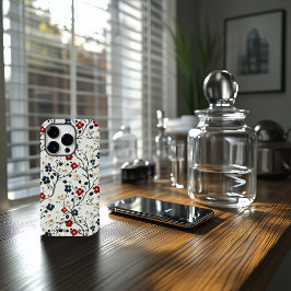 Citação Floral Personalizada Vermelha, Azul e Bran