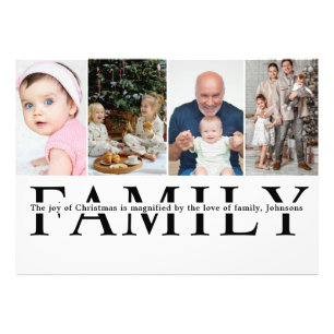 Citação moderna de Natal para família com 4 fotos 